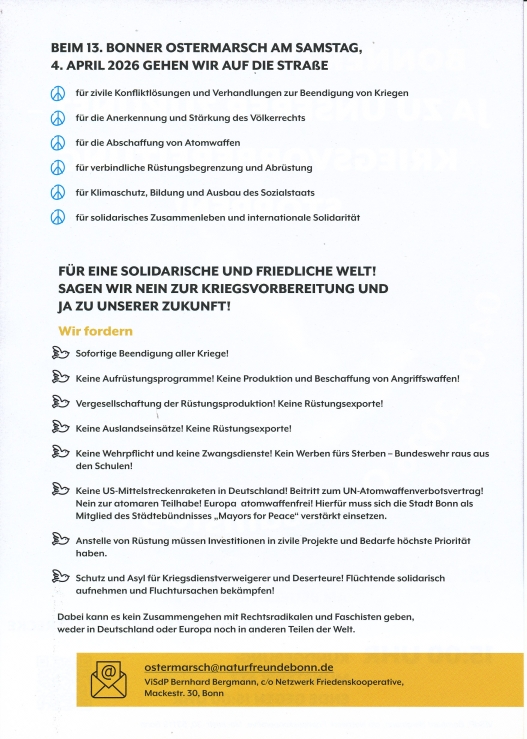 Flyer zum Bonner Ostermarsch, Rückseite